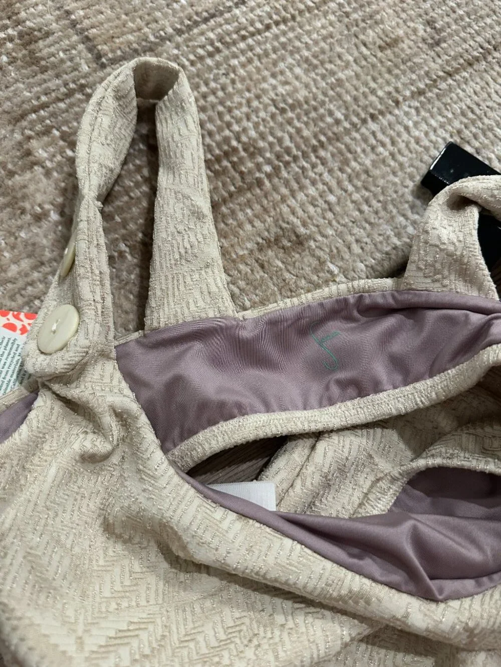 SEEA Anthropologie Georgia Buttoned Bikini Top and Bikini Bottom Doris Small NWT